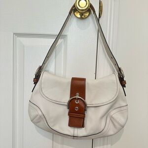 Coach Soho Flap White and Brown Leather Shoulder Bag